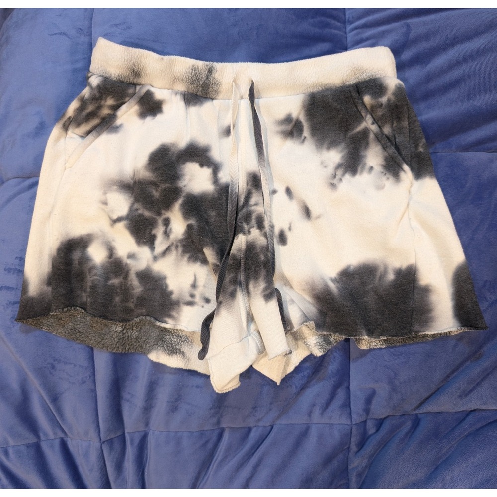 Free People Movement Black White Tie Dye Fleece‎ Lounge Shorts - Size S